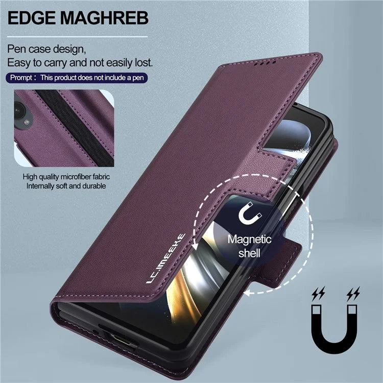LC.IMEEKE L1 For Samsung Galaxy Z Fold3 5G Stand Case Texture PU Leather Wallet Phone Cover