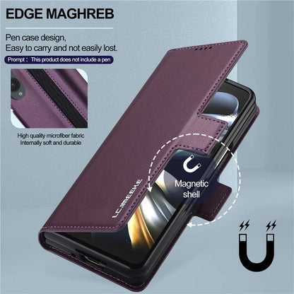 LC.IMEEKE L1 For Samsung Galaxy Z Fold3 5G Stand Case Texture PU Leather Wallet Phone Cover