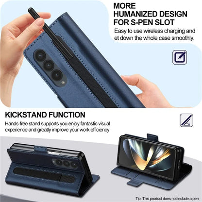 LC.IMEEKE L1 For Samsung Galaxy Z Fold3 5G Stand Case Texture PU Leather Wallet Phone Cover