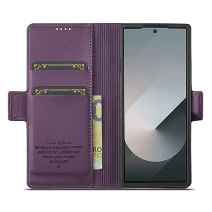 LC.IMEEKE L1 For Samsung Galaxy Z Fold6 5G Stand Case Texture PU Leather Wallet Phone Cover
