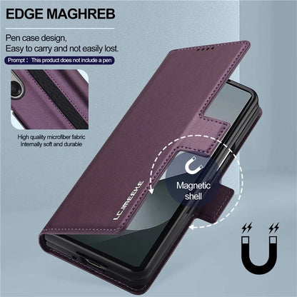 LC.IMEEKE L1 For Samsung Galaxy Z Fold6 5G Stand Case Texture PU Leather Wallet Phone Cover