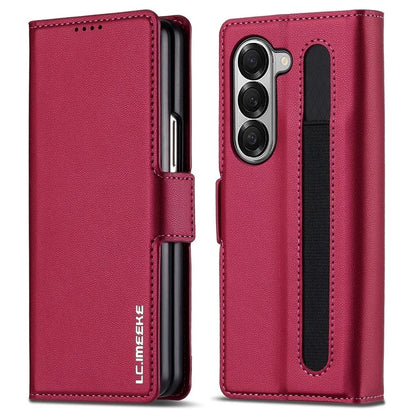 LC.IMEEKE L1 For Samsung Galaxy Z Fold6 5G Stand Case Texture PU Leather Wallet Phone Cover