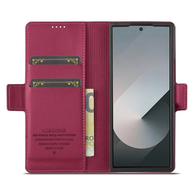 LC.IMEEKE L1 For Samsung Galaxy Z Fold6 5G Stand Case Texture PU Leather Wallet Phone Cover