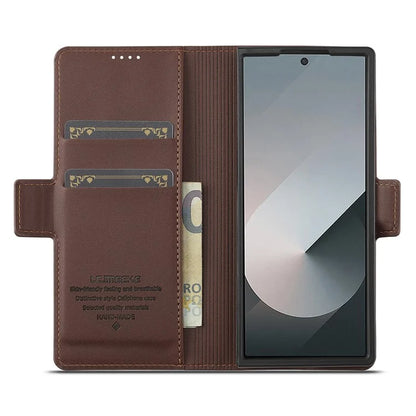 LC.IMEEKE L1 For Samsung Galaxy Z Fold6 5G Stand Case Texture PU Leather Wallet Phone Cover