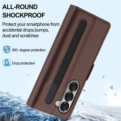 LC.IMEEKE L1 For Samsung Galaxy Z Fold6 5G Stand Case Texture PU Leather Wallet Phone Cover