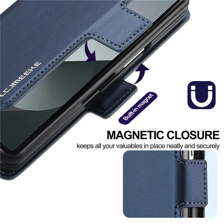 LC.IMEEKE L1 For Samsung Galaxy Z Fold6 5G Stand Case Texture PU Leather Wallet Phone Cover