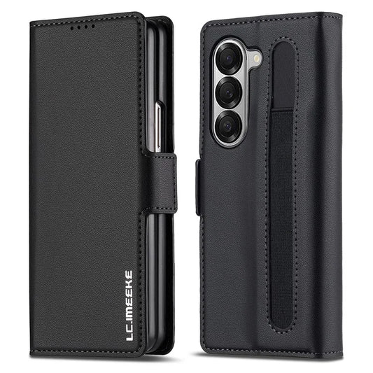 LC.IMEEKE L1 For Samsung Galaxy Z Fold5 5G Stand Case Texture PU Leather Wallet Phone Cover