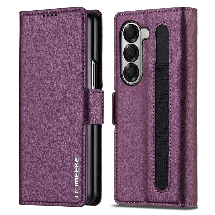 LC.IMEEKE L1 For Samsung Galaxy Z Fold5 5G Stand Case Texture PU Leather Wallet Phone Cover
