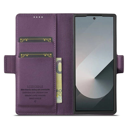 LC.IMEEKE L1 For Samsung Galaxy Z Fold5 5G Stand Case Texture PU Leather Wallet Phone Cover