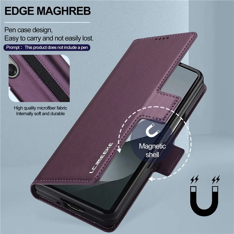 LC.IMEEKE L1 For Samsung Galaxy Z Fold5 5G Stand Case Texture PU Leather Wallet Phone Cover