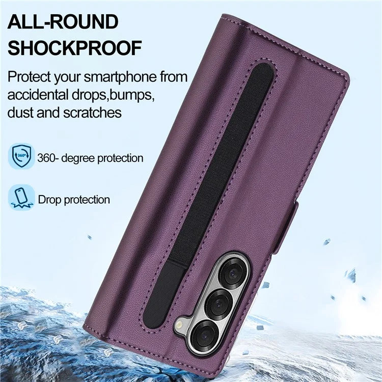 LC.IMEEKE L1 For Samsung Galaxy Z Fold5 5G Stand Case Texture PU Leather Wallet Phone Cover