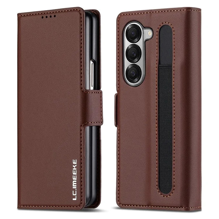 LC.IMEEKE L1 For Samsung Galaxy Z Fold5 5G Stand Case Texture PU Leather Wallet Phone Cover