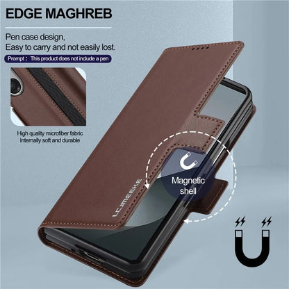 LC.IMEEKE L1 For Samsung Galaxy Z Fold5 5G Stand Case Texture PU Leather Wallet Phone Cover