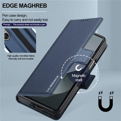 LC.IMEEKE L1 For Samsung Galaxy Z Fold5 5G Stand Case Texture PU Leather Wallet Phone Cover