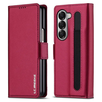 LC.IMEEKE L1 For Samsung Galaxy Z Fold5 5G Stand Case Texture PU Leather Wallet Phone Cover