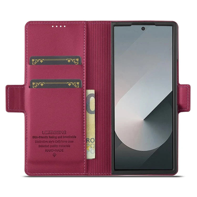 LC.IMEEKE L1 For Samsung Galaxy Z Fold5 5G Stand Case Texture PU Leather Wallet Phone Cover