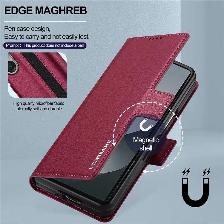 LC.IMEEKE L1 For Samsung Galaxy Z Fold5 5G Stand Case Texture PU Leather Wallet Phone Cover