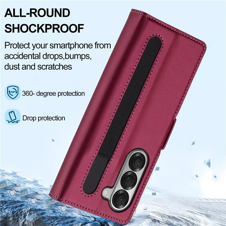 LC.IMEEKE L1 For Samsung Galaxy Z Fold5 5G Stand Case Texture PU Leather Wallet Phone Cover