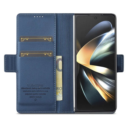 LC.IMEEKE L1 For Samsung Galaxy Z Fold4 5G Stand Case Texture PU Leather Wallet Phone Cover
