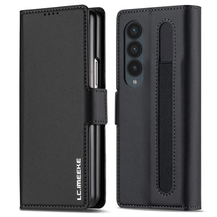 LC.IMEEKE L1 For Samsung Galaxy Z Fold4 5G Stand Case Texture PU Leather Wallet Phone Cover