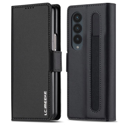 LC.IMEEKE L1 For Samsung Galaxy Z Fold4 5G Stand Case Texture PU Leather Wallet Phone Cover