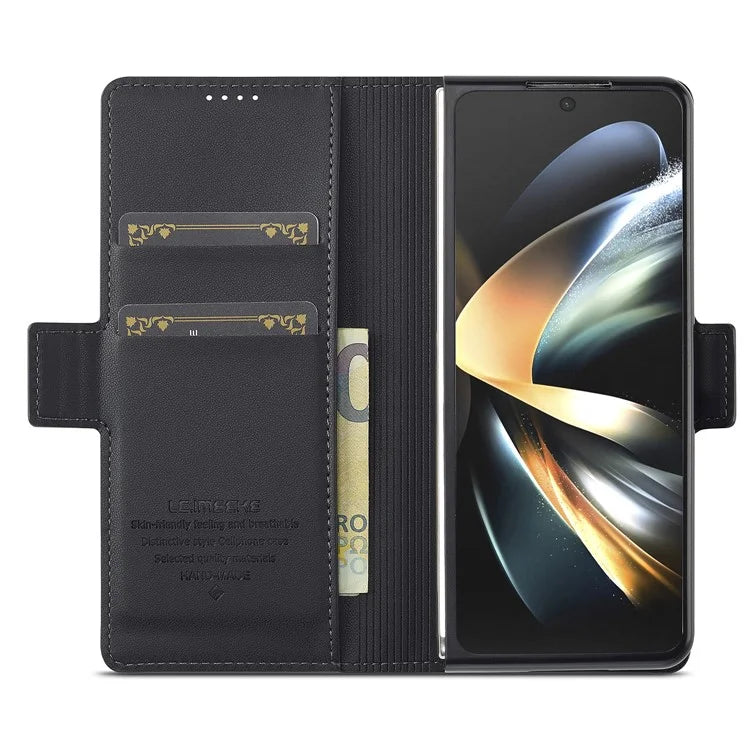LC.IMEEKE L1 For Samsung Galaxy Z Fold4 5G Stand Case Texture PU Leather Wallet Phone Cover