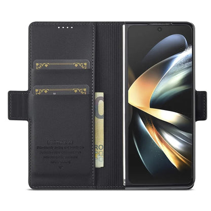 LC.IMEEKE L1 For Samsung Galaxy Z Fold4 5G Stand Case Texture PU Leather Wallet Phone Cover