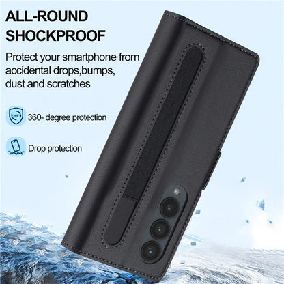 LC.IMEEKE L1 For Samsung Galaxy Z Fold4 5G Stand Case Texture PU Leather Wallet Phone Cover