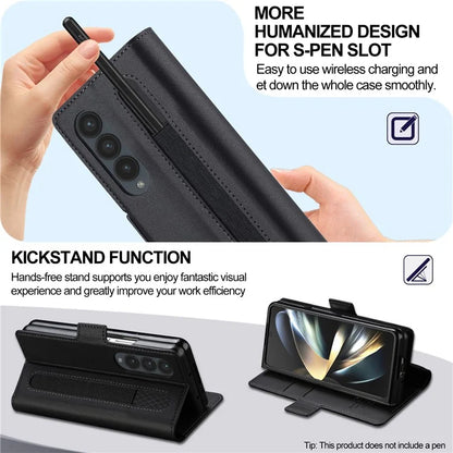 LC.IMEEKE L1 For Samsung Galaxy Z Fold4 5G Stand Case Texture PU Leather Wallet Phone Cover