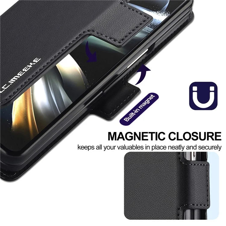 LC.IMEEKE L1 For Samsung Galaxy Z Fold4 5G Stand Case Texture PU Leather Wallet Phone Cover
