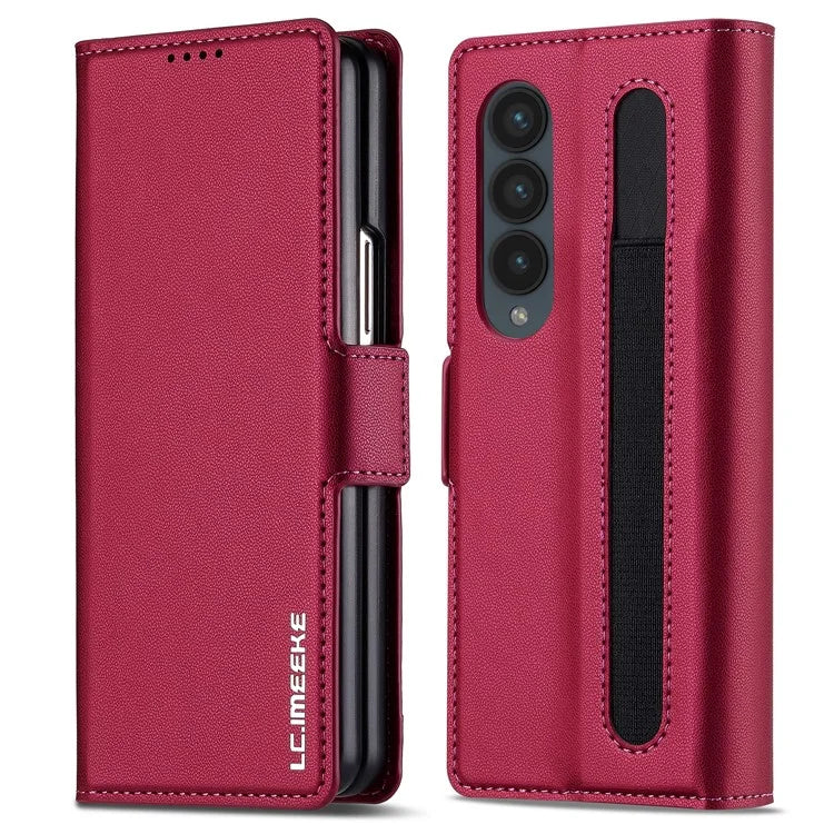 LC.IMEEKE L1 For Samsung Galaxy Z Fold4 5G Stand Case Texture PU Leather Wallet Phone Cover