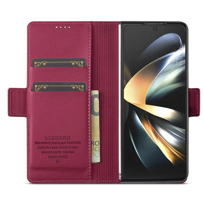 LC.IMEEKE L1 For Samsung Galaxy Z Fold4 5G Stand Case Texture PU Leather Wallet Phone Cover
