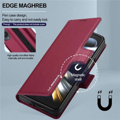 LC.IMEEKE L1 For Samsung Galaxy Z Fold4 5G Stand Case Texture PU Leather Wallet Phone Cover
