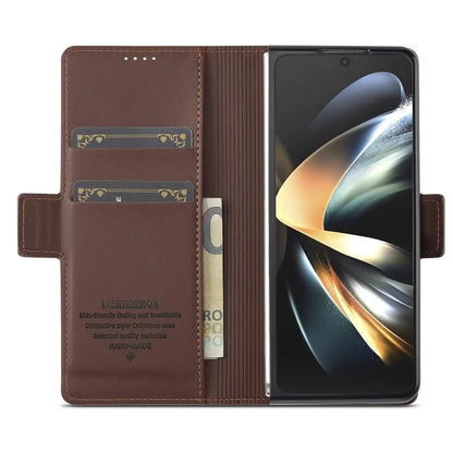 LC.IMEEKE L1 For Samsung Galaxy Z Fold4 5G Stand Case Texture PU Leather Wallet Phone Cover