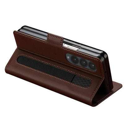 LC.IMEEKE L1 For Samsung Galaxy Z Fold4 5G Stand Case Texture PU Leather Wallet Phone Cover