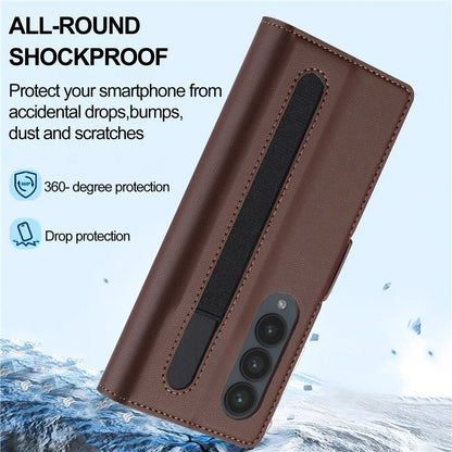 LC.IMEEKE L1 For Samsung Galaxy Z Fold4 5G Stand Case Texture PU Leather Wallet Phone Cover