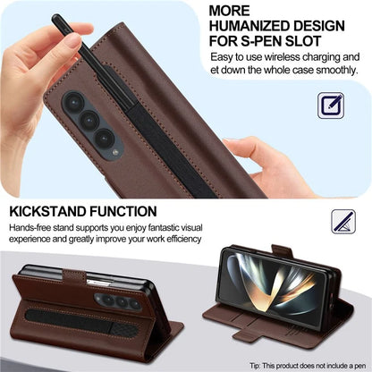 LC.IMEEKE L1 For Samsung Galaxy Z Fold4 5G Stand Case Texture PU Leather Wallet Phone Cover