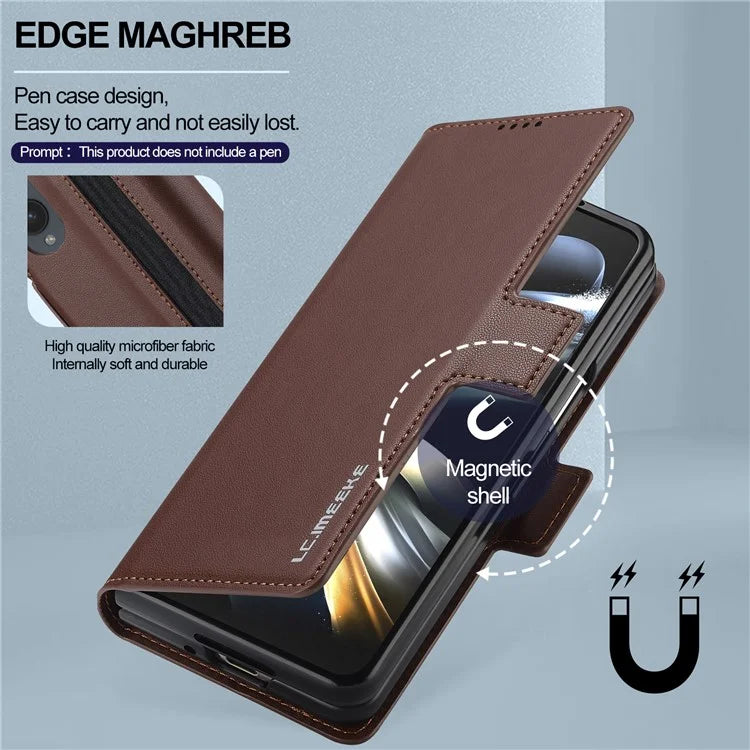 LC.IMEEKE L1 For Samsung Galaxy Z Fold4 5G Stand Case Texture PU Leather Wallet Phone Cover