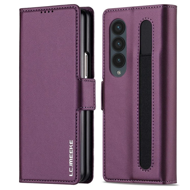LC.IMEEKE L1 For Samsung Galaxy Z Fold4 5G Stand Case Texture PU Leather Wallet Phone Cover