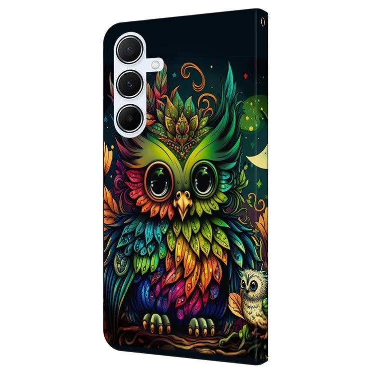 For Samsung Galaxy A55 5G Case Pattern Printed Protective Cover TPU+PU Leather Flip Phone Case