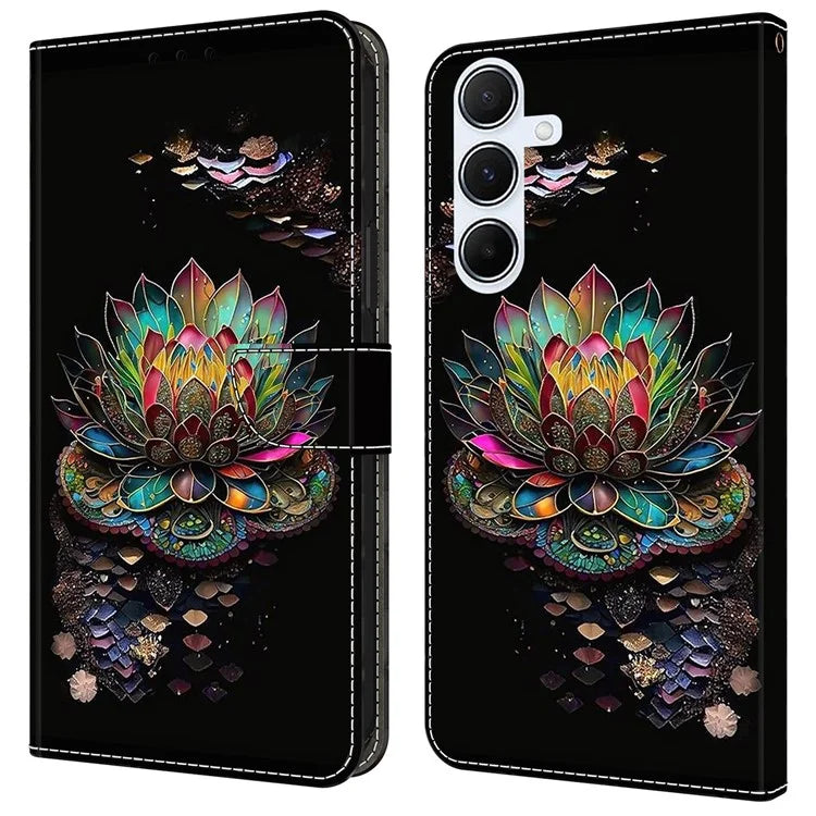 For Samsung Galaxy A55 5G Case Pattern Printed Protective Cover TPU+PU Leather Flip Phone Case
