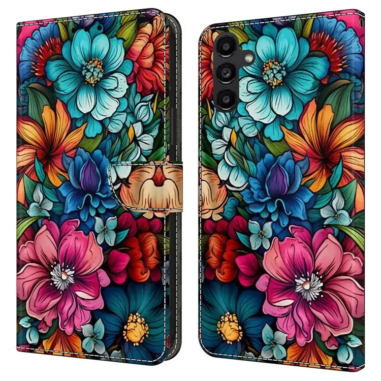 For Samsung Galaxy A14 4G / 5G Case Pattern Printed Protective Cover TPU+PU Leather Flip Phone Case