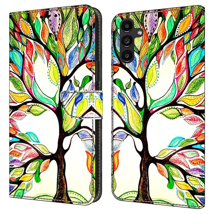 For Samsung Galaxy A14 4G / 5G Case Pattern Printed Protective Cover TPU+PU Leather Flip Phone Case