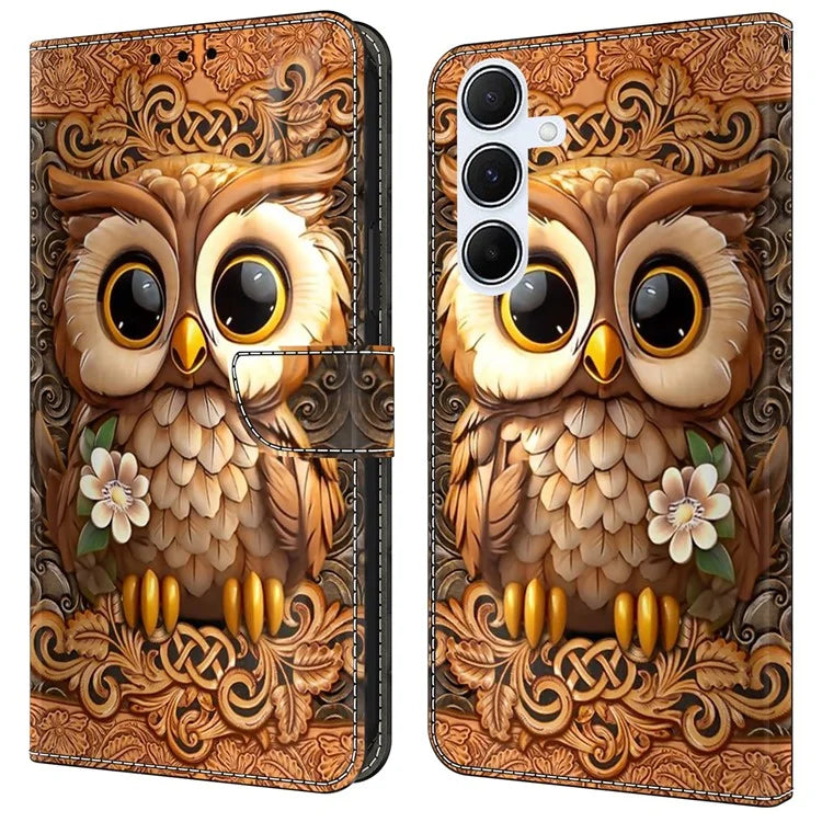 For Samsung Galaxy A24 4G (162.1 x 77.6 x 8.3mm) Case Pattern Printed Protective Cover TPU+PU Leather Flip Phone Case