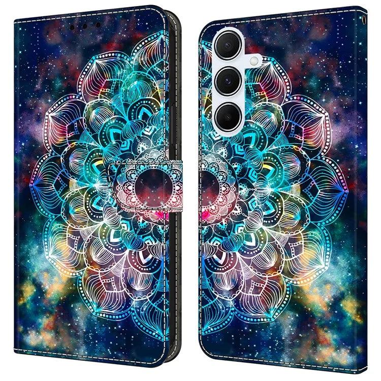 For Samsung Galaxy A24 4G (162.1 x 77.6 x 8.3mm) Case Pattern Printed Protective Cover TPU+PU Leather Flip Phone Case