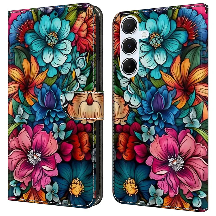 For Samsung Galaxy A25 5G (Global) (161.0 x 76.5 x 8.3mm) Case Pattern Printed Protective Cover TPU+PU Leather Flip Phone Case
