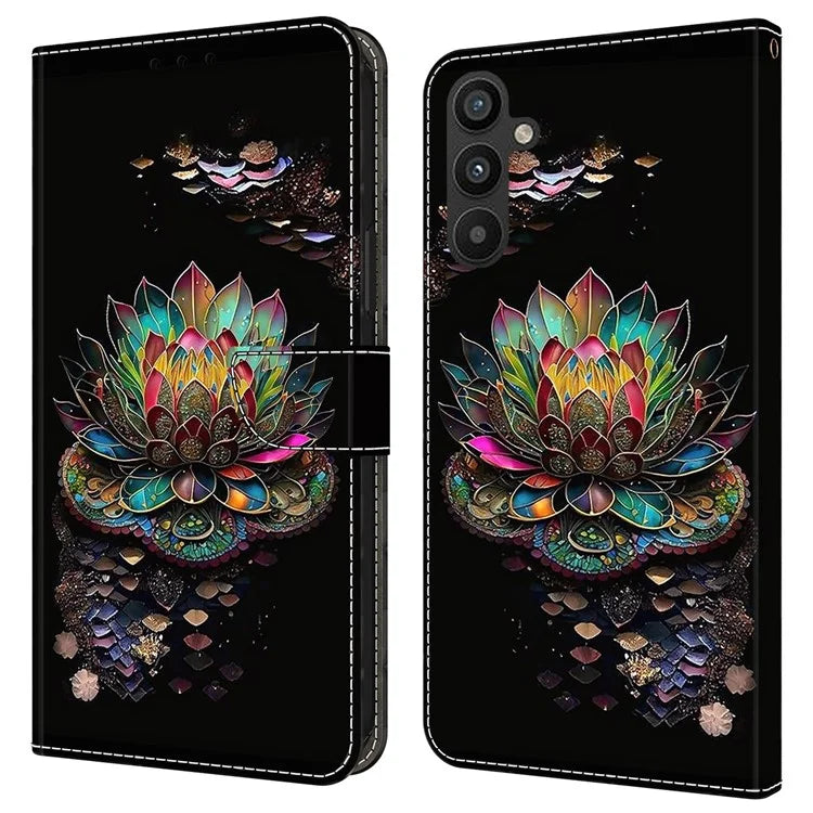 For Samsung Galaxy A34 5G Case Pattern Printed Protective Cover TPU+PU Leather Flip Phone Case