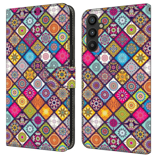For Samsung Galaxy A35 5G Case Pattern Printed Protective Cover TPU+PU Leather Flip Phone Case