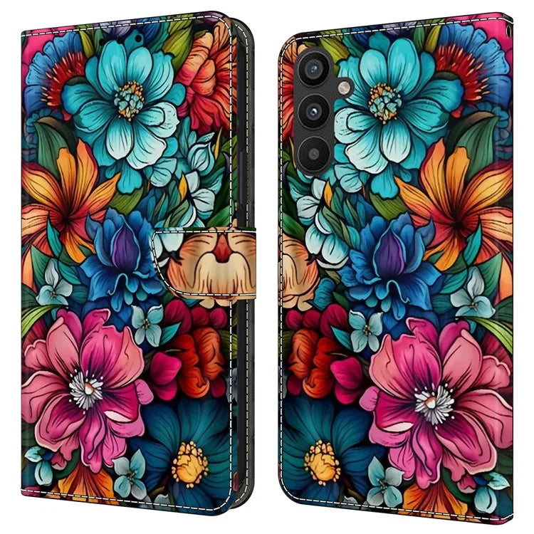 For Samsung Galaxy A35 5G Case Pattern Printed Protective Cover TPU+PU Leather Flip Phone Case