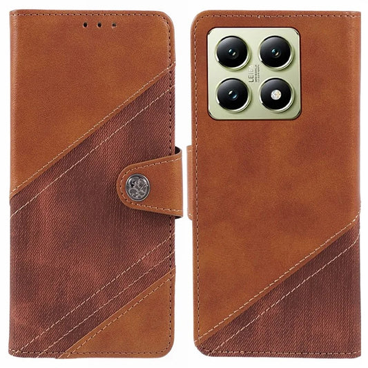 For Xiaomi 14T Pro Case Splicing Texture Leather Phone Cover Viewing Stand
